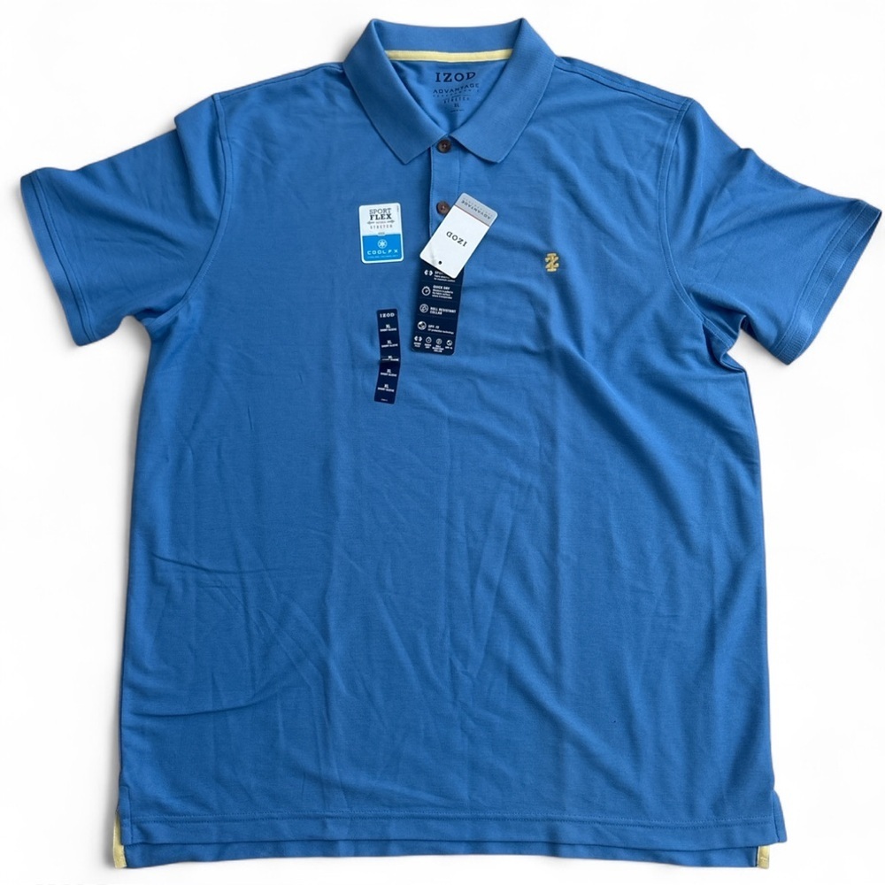 IZOD Advantage Performance Men's Polo Shirt Blue Size XL Cool FX Stretch NWT